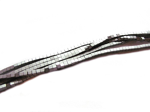 Hmatit Wrfel 3mm, silberfarben matt, Strang